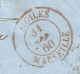 1860 - Env. De Sicile Pour Verviers ( Belgique ) " Par Bateau Direct Voie De Marseille" Entrée SICILES / MARSEILLE Rouge - Sicilia