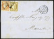 Lettre N°1 + 5 OBL Grille + T15 "Paris (60)" (1851) Sur Lettre Pour Marseille. B/TB - 1849-1850 Cérès