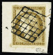 Obl,sur Fragment N°1b 10c Bistre Verdâtre, Obl. Grille Sur Fragment, TTB. Signé Calves - 1849-1850 Ceres