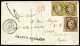 Lettre,tête-bêche N°1d 10c Bistre-jaune En Paire TETE-BECHE, Touchée, + N°6 1f Carmin Obl. Grille Sur Lettre De Paris 18 - 1849-1850 Cérès