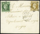 Lettre N°2 15c Vert, Marges Maximum Avec 4 Voisins,  + N°9 10c Présidence, Bien Margé, Obl. étoile Sur Lettre De Paris 1 - 1849-1850 Ceres