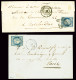 Lettre 3 Lettres AFF N°4 OBL Grille + T15 Et 1 Lettre AFF N°4, 2 Pièces (def) OBL PC + T15 Marmande (1852) - 1849-1850 Ceres