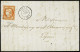 Lettre N°5a 40c Orange Vif, Bien Margé, Obl. PC 2687 + T15 Rives 15 Juillet 54 Sur Lettre Datée De Renage, Isère, Du 2è  - 1849-1850 Ceres