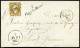 Lettre N°9a 10c Bistre-brun, Bien Margé, Obl. PC 1281 Sur Lettre Avec Cursive "2 Flavy-le-Martel" (Aisne) + Dateur A 1 A - 1852 Louis-Napoleon