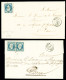 Lettre 2 Lettres : N°10 OBL PC 410 + T15 Blaye (Gironde, 11 Mai 1853) Et N°10 En Paire OBL PC 410 + T15 Blaye (8 Mars 18 - 1852 Louis-Napoléon