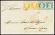 Lettre N°13, 2 Pièces + N°14, 2 Pièces OBL PC Rouge 1495 + T15 Rouge "Bureau Maritime Havre" (1854) Sur Lettre Pour Buen - 1853-1860 Napoléon III