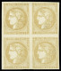 **,*,bloc De 4 N°43A 10c Bistre Report 1, Bloc De 4, Neuf * ( Paire Du Bas **), TB. Signé Scheller, Calves, JF.Brun - 1870 Bordeaux Printing