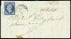 Lettre AIGUEBELLE Càd Sarde 29 Aout 60 Sur N°14 De France (au Filet En Bas) Sur Lettre Pour Albertville, Arr., TB, R - 1849-1876: Classic Period