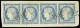 Obl LES DARDANELLES N°37 Cérès 20 C. Bleu En Bande De 4, Obl. GC 5084 (Les Dardanelles), Pd, B/TB - 1849-1876: Période Classique