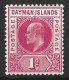 CAYMAN Is...KING EDWARD VII..(1901-10.)..." 1905.."...1d .....SG9......MULTI-CA....CREAESED......(CAT.VAL.£25..).....MH. - Kaaiman Eilanden