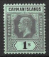 CAYMAN Is...KING GEORGE V..(1910-36..)..." 1912.."......1/-.......SG48......GREEN BACK.........MH. - Cayman Islands