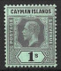 CAYMAN Is...KING GEORGE V..(1910-36..)..." 1912.."......1/-.......SG48......GREEN BACK.........MH. - Iles Caïmans