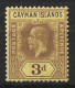 CAYMAN Is...KING GEORGE V...(1910-36..)....." 1912..".....3d......SG45d.....BUFF......MH.. - Iles Caïmans