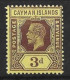CAYMAN Is...KING GEORGE V...(1910-36..)....." 1912..".....3d......SG45.....WHITE BACK........MH.. - Kaaiman Eilanden