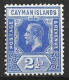 CAYMAN Is...KING GEORGE V...(1910-36..)....." 1912..".....2 & HALFd......SG44a.....DEEP BRIGHT ....(CAT.VAL.£15.)....MH. - Cayman (Isole)