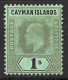 CAYMAN Is....KING EDWARD VII..(1901-10.)..." 1907.."......1/-. .......SG31 ON BLUE GREEN...........MH. - Cayman (Isole)