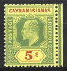 CAYMAN Is....KING EDWARD VII...(1901-10..)..." 1907.."...5/-......SG32....(CAT.VAL.£42.)..........NOTE ,MNH. - Cayman (Isole)