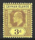 CAYMAN Is....KING EDWARD VII...(1901-10..)........3d.......SG28........ ,MH. - Kaaiman Eilanden
