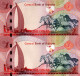 Bahrain - 1 Dinar - 2 Pieces Of Uncut Sheet - Issue 2008 New Signature - Similarity In The Last Two Numbers UNC Rare - Bahrein