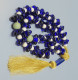 Delcampe - -ANCIEN CHAPELET MUSULMAN TASBIH FLEURS BLEUES VERRE & Boules Blanches Vertes      E - Religieuze Kunst