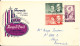 Australia FDC 2-2-1954 Royal Visit Complete Set Of 3 With Cachet Sent To Denmark Tear In The Right Side Of The Cover - Primo Giorno D'emissione (FDC)