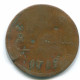 1 KEPING 1804 SUMATRA BRITISH EAST INDIES Copper Colonial Moneda #S11782.E.A - Inde