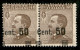 Regno - Vittorio Emanuele III - 1923 - 50 Cent Su 40 (139e/qi) - Coppia Con Soprastampe A Cavallo E Sbarrette In Basso - - Sonstige & Ohne Zuordnung