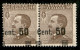 Regno - Vittorio Emanuele III - 1923 - 50 Cent Su 40 (139e/qi) - Coppia Con Soprastampe A Cavallo E Sbarrette In Basso - - Altri & Non Classificati