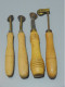 -4 ROULETTES Manches BOIS OUTIL De COUTURIERE TRAVAIL Du CUIR PATRON      E - Ancient Tools