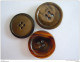 Vintage 3 Verschillende Knopen Bruin Caseïne 3 Boutons Differents Marron 2,8 &amp; 3 Cm - Buttons