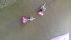 B16 / BOUCLE D OREILLE METAL PIERRE ROUGE - Boucles D'oreilles