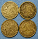 Deutschland Weimar • Lot 4x • Scarcer Dates • 10 Reichspfennig • 1926 G - 1934 D - 1935 E - 1936 J  • [24-428] - 10 Renten- & 10 Reichspfennig