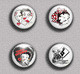 BETTY BOOP ART BADGE BUTTON PIN SET 3 (1inch/25mm Diameter) 35 DIFF - BD