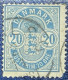 DANEMARK; 1884-85, Premier Classique, émission Officielle, Utilisée 20 Ore. Valeur, Cachet De La Poste - Oblitérés