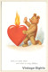 Teddy Bear & Flaming Heart / Dein Ist Mein Herz (Vintage PC) - Jeux Et Jouets