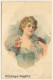 Elegant Blonde Female In Fancy Dress (Vintage Glitter PC 1900) - Moda