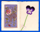 Brodee-99P129  Carte Double, Un Panier Avec Une Rose, à L'intérieur Une Pensée Collée, Cpa  - Brodées