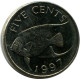 5 CENT 1997 BERMUDA Coin UNC FISH #M10312.U.A - Bermudas