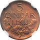 Albania 5 Qindar Leku 1926, NGC MS65 RB, &quot;Kingdom Of Albania (1925 - 1938)&quot; - Autres – Afrique