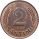 Latvia 2 Santimi 1939, UNC, &quot;First Republic (1922 - 1940)&quot; - Lettonie