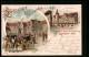 Lithographie Leipzig, Sächsisch-Thüringische Industrie & Gewerbe Ausstellung 1897, Am Naschmarkt, Auerbachs Hof  - Exhibitions