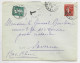 FRANCE  PASTEUR 30C VERT UTILISATION POSTE RESTANTE SAVERNE 1927 LETTRE SEMEUSE 50C POSTE AUX ARMEES *34* - 1922-26 Pasteur