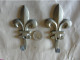 Paire Vintage Porte Manteau Fleur De Lys En Laiton - Other & Unclassified