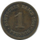 1 PFENNIG 1901 D DEUTSCHLAND Münze GERMANY #AE605.D.A - 1 Pfennig