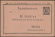 Berlin 1895. Poste Privée Berliner Packetfahrt... Entier Postal Timbré Sur Commande. Apiculteur Et Grossiste En Miel - Bienen