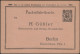 Berlin 1895. Poste Privée Berliner Packetfahrt... Entier Postal Timbré Sur Commande. Apiculteur Et Grossiste En Miel - Honingbijen