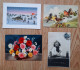 CPA Jeune Fille Adèle Citation Signé D P. Oiseau Chardonneret Bouquet De Fleur Paysage Ski Neige Soleil - Collections, Lots & Series