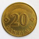 Lettonie - 20 Santimu 1992 - Latvia