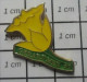 813D Pin's Pins / Beau Et Rare / VILLES / GERARDMER FLEUR JAUNE JONQUILLE ? - Cities