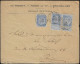 Belgique 1902 COB 60 X 3 Sur Lettre. Bruxelles Chancellerie à Paris. Nuances Différentes, Tarif Peu Commun - 1893-1900 Barbas Cortas